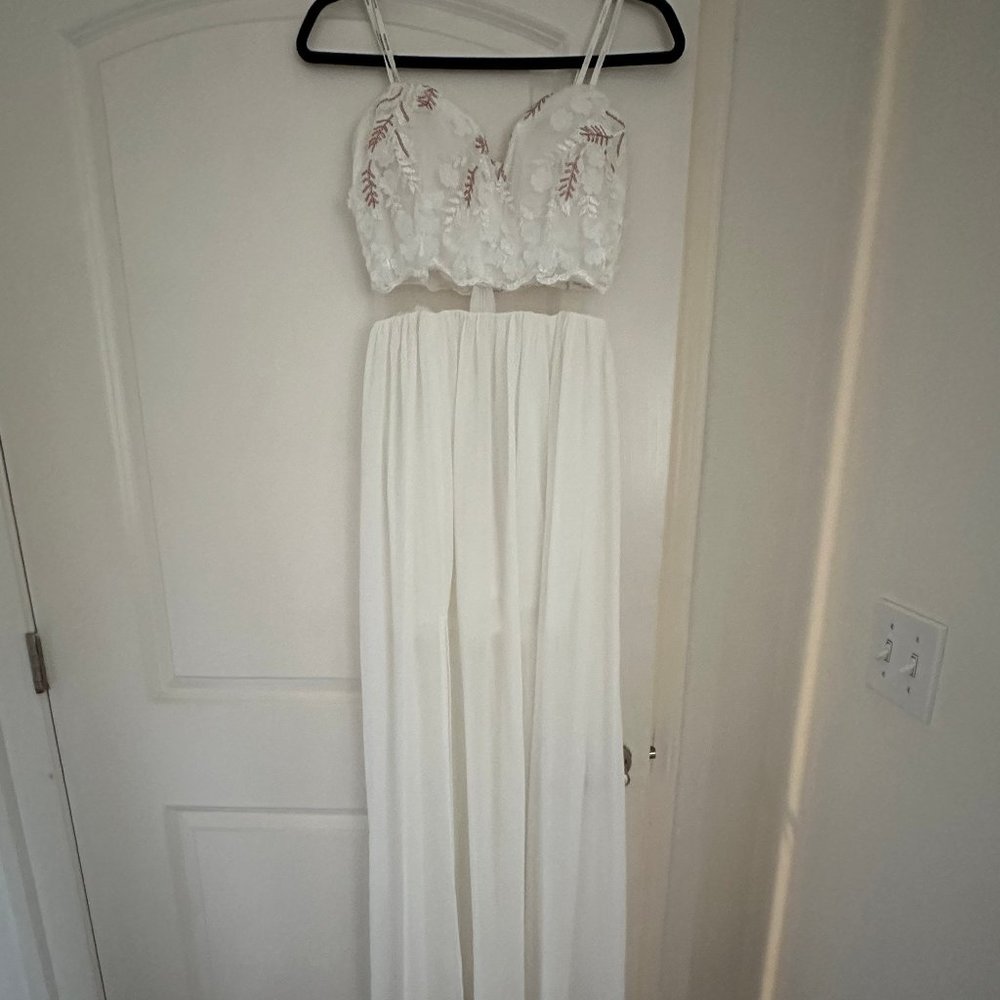 Soieblu White Long Maxi Strapless Dress | size M